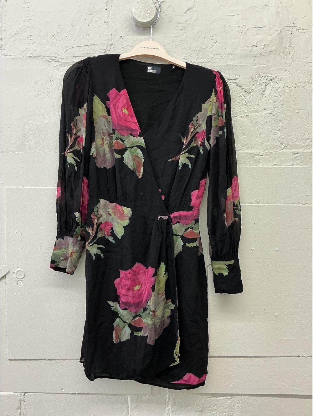 The Kooples Black Floral v-neck Wrap Dress